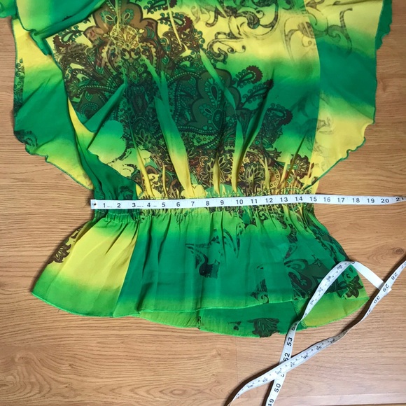 New Direction Green and yellow Blouse Size Medium - Picture 5 of 6